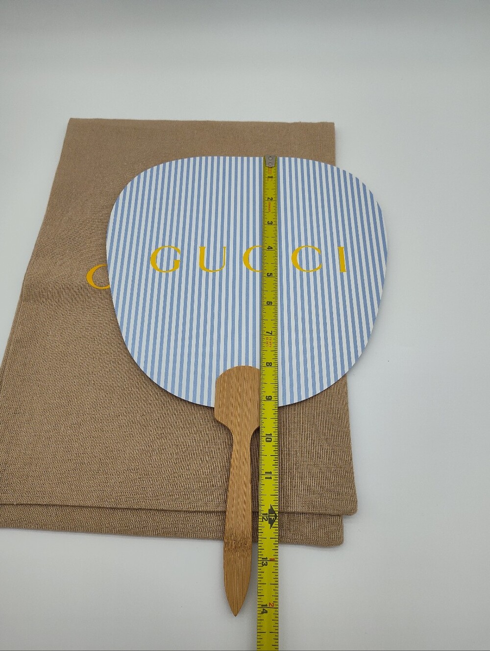 GUCCI 2023 Summer Novelty Fan Japan Limited Edition Rare Blue Stripe Bamboo Fan - Picture 9 of 9